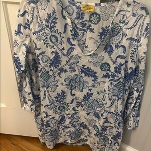 Roberta Roller Rabbit Blue and White Floral Top